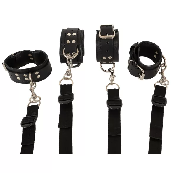 ZADO - set de restrângere pentru pat - piele neagră