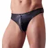 Svenjoyment - tanga bărbați lucioasă cu fermoar și strasuri - negru - L
