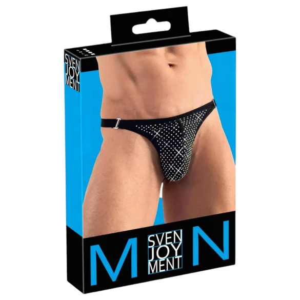 Svenjoyment - tanga bărbați cu strasuri - negru