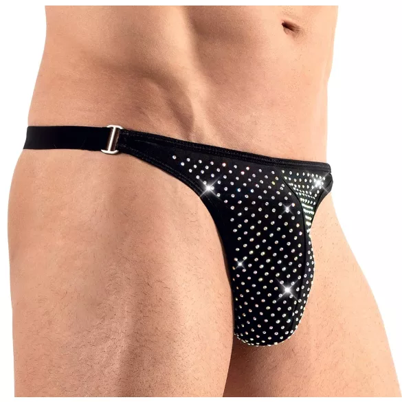 Svenjoyment - tanga bărbați cu strasuri - negru