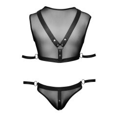   Set Svenjoyment Bondage - top de plasă și bikini jock (negru)