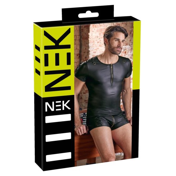 NEK - Tricou masculin cu mâneci scurte, efect mat (negru) - XL