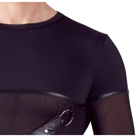 NEK - bluză lungă pentru bărbați cu bretele încrucișate (negru)