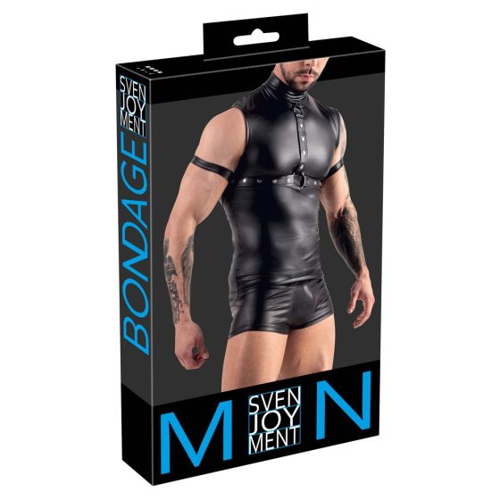 Svenjoyment - top masculin fără mâneci, cu inel metalic pentru piept (negru) - M