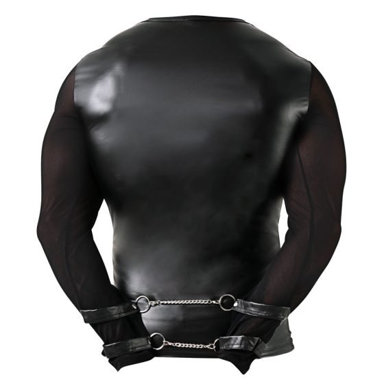 Svenjoyment - Top pentru bărbați cu maneci lungi și cu inele pe piept (negru)