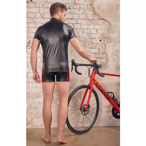 NEK - bluză bărbați cu fermoar - inserții roșii - negru