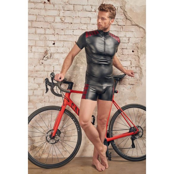 NEK - Jachetă neagră cu inserții roșii și fermoar pentru bărbați - M