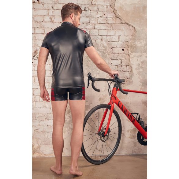 NEK - Jachetă neagră cu inserții roșii și fermoar pentru bărbați - M