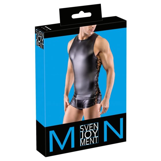 Svenjoyment - tricou mat pentru bărbați cu șireturi laterale (negru) - M
