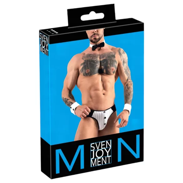 Svenjoyment - costum tanga bărbați chelner - negru-alb