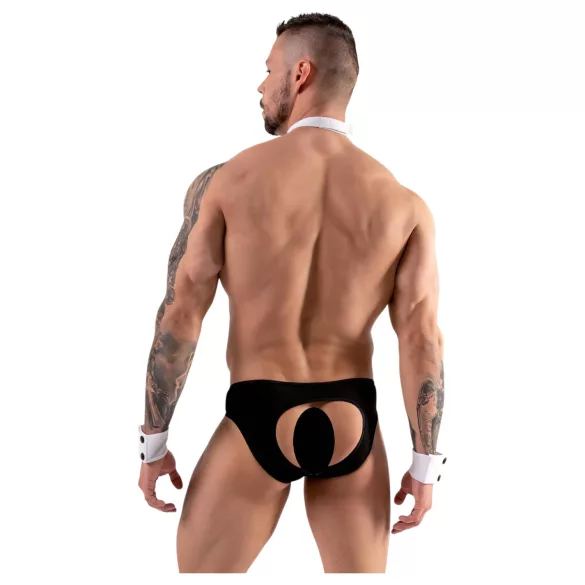 Svenjoyment - costum tanga bărbați chelner - negru-alb