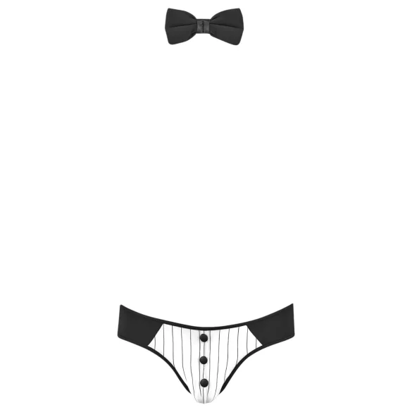 Svenjoyment - costum tanga bărbați chelner - negru-alb