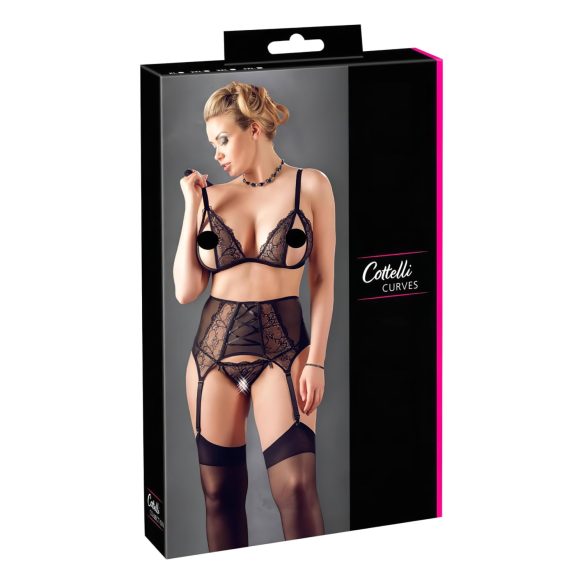 Cottelli Plus Size - Set lenjerie dantelată (negru) - XXXL