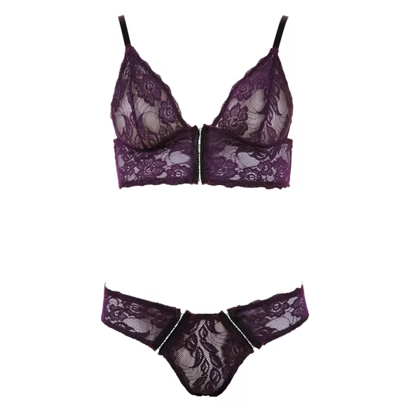 Cottelli - Set lenjerie sutien dantelă florală - mov - L
