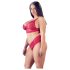 Set lenjerie Cottelli Plus Size din dantelă roșie, mărime mare.