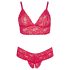 Set lenjerie Cottelli Plus Size din dantelă roșie, mărime mare.
