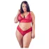 Cottelli Plus Size - set lenjerie sutien dantelă moale - roșu - 3XL