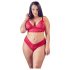 Cottelli Plus Size - set sutien din dantelă moale (roșu) - 4XL