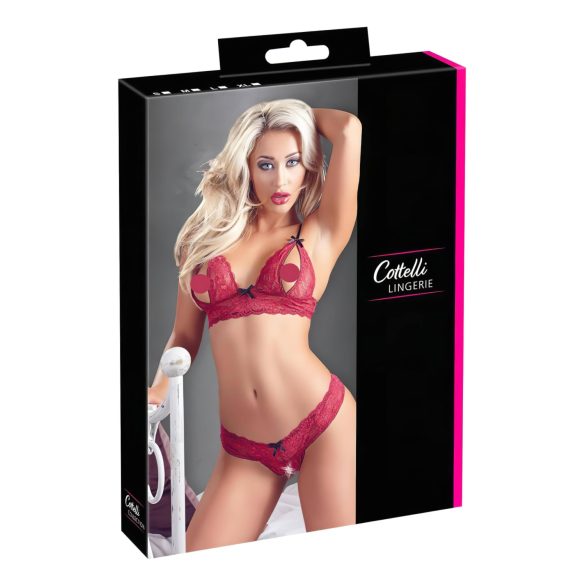 Cottelli - Set senzual de sutien din dantelă (roșu) - M