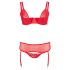 Cottelli Plus Size - set lenjerie erotică 2 piese reglabil - roșu - 90D/XL