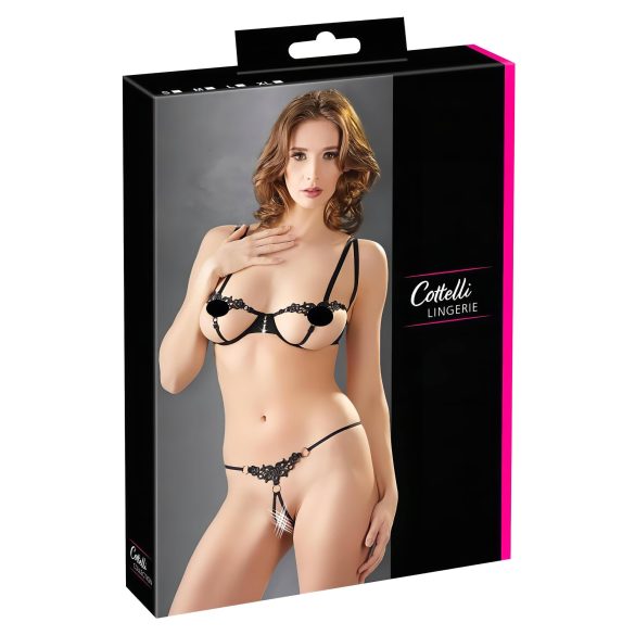 Cottelli - Set sutien brodat strălucitor (negru) - M