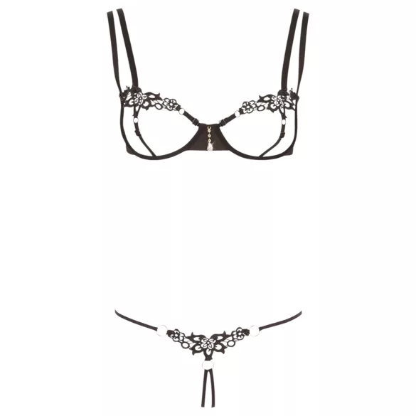 Cottelli - set sutien brodat strălucitor - negru - M