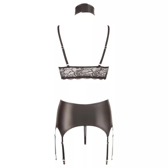 Cottelli Bondage - set lenjerie sexy din dantelă lucioasă 4 piese