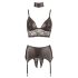 Cottelli Bondage - set lenjerie din dantelă și satin (4 piese) - XL