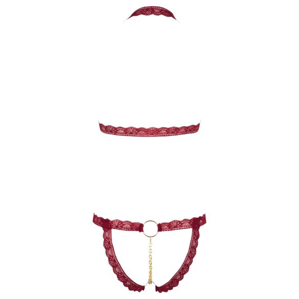 Cottelli - set sutien deschis cu inele metalice (roșu)