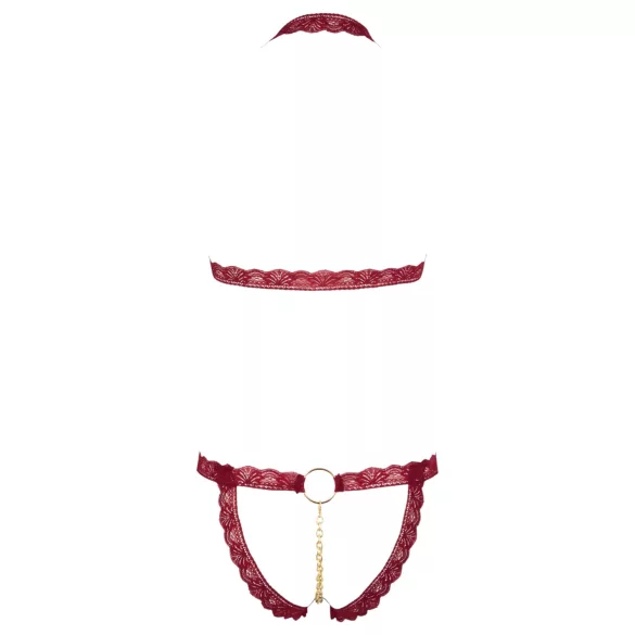 Cottelli - set chilot și sutien cu inele metalice - roșu - M/L