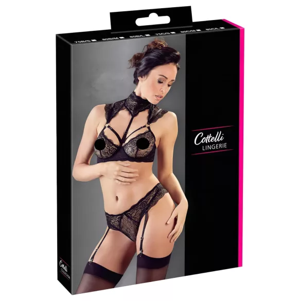 Cottelli - set sutien dantelat cu guler (negru)