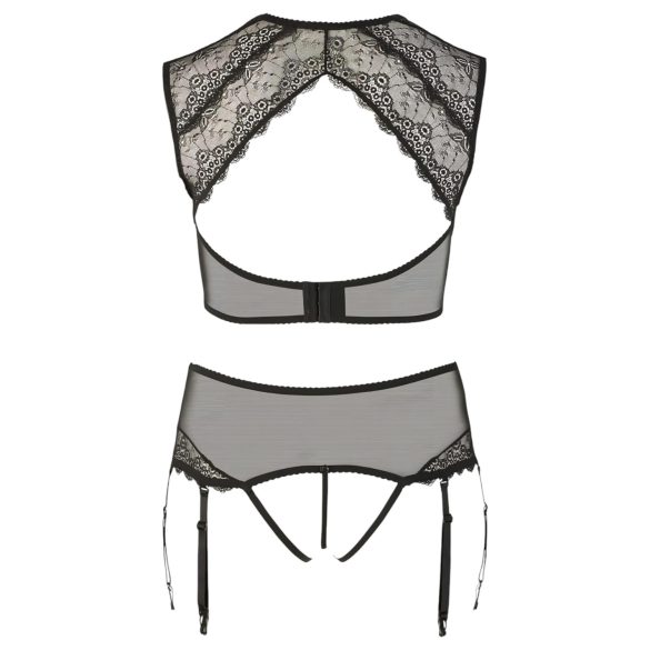 Cottelli Plus Size - lenjerie cu dantele și strasuri (negru)