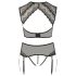 Cottelli Plus Size - Set lenjerie cu dantelă și pietricele (negru)