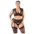 Cottelli Plus Size - set lenjerie cu dantelă și strasuri - negru - XL