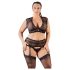 Cottelli Plus Size - Set lenjerie cu dantelă și pietricele (negru) - 2XL