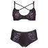 /Cottelli Plus Size - Sutien și chiloți cu bretele încrucișate (negru) - 85E/L