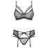 Obsessive - set lenjerie sexy cu strasuri - negru