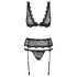 Obsessive - set lenjerie cu broderii fine - negru