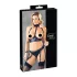 Cottelli Bondage - set bustier lucios cu cătușe - negru