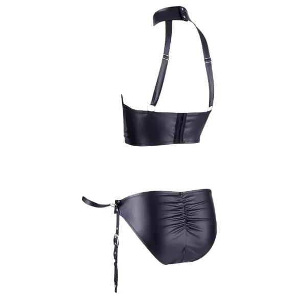 Cottelli Bondage - set bustier lucios cu cătușe - negru