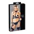 Cottelli Bondage - set lucios cu ridicător de sâni și cătușe (negru) - M