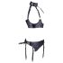 Cottelli Bondage - set lucios cu ridicător de sâni și cătușe (negru) - M