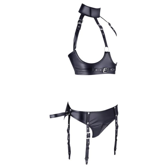 Cottelli Bondage - set sclipitor cu sutien și cătușe (negru) - L