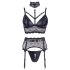 Set sexy Cottelli Bondage din dantelă cu cătușe (negru) - M