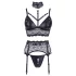 Cottelli Bondage - set lenjerie dantelă cu cătușe - negru - M
