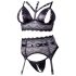 Set sexy Cottelli Bondage din dantelă cu cătușe (negru) - M