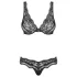 Obsessive - set lenjerie sutien cu flori și strasuri - negru