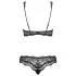 Obsessive - set lenjerie sutien cu flori și strasuri - negru