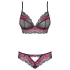Obsessive - set lenjerie dantelă - negru-roz