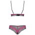 Obsessive Tulia - set lenjerie intimă din dantelă (negru-roz) - L/XL